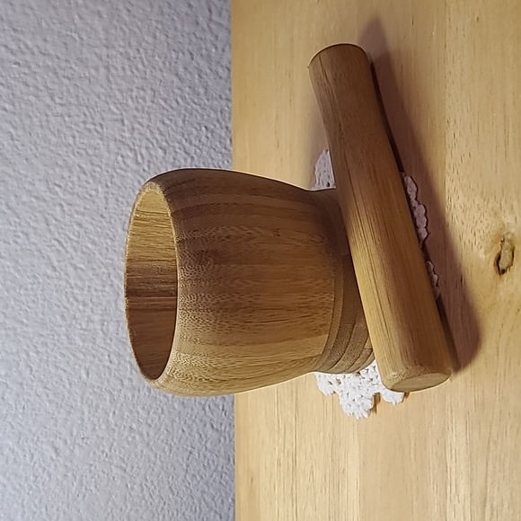 Wood mortar and pestle bowl - Picture 2 of 4